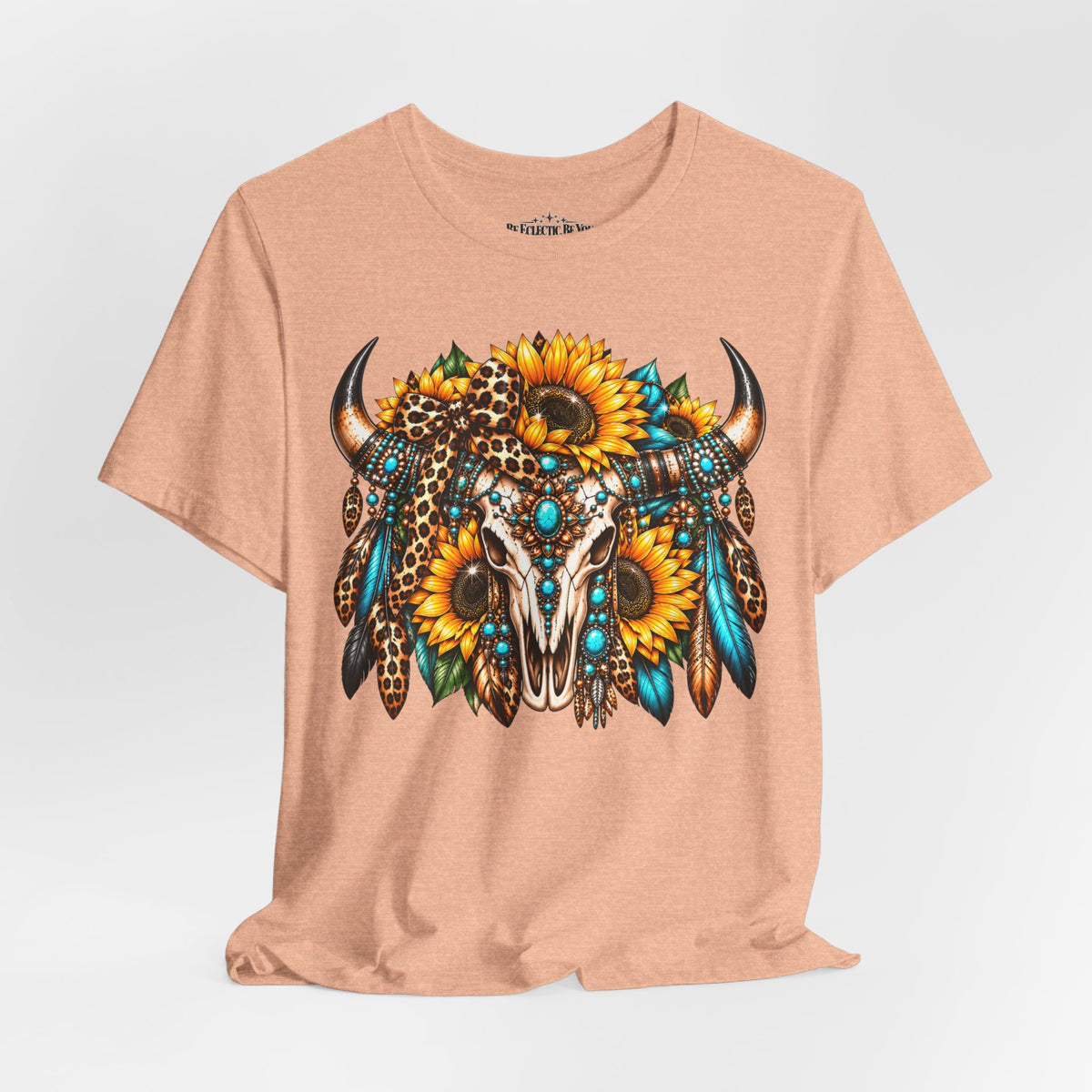 Boho Buffalo Skull Sunflower T-Shirt