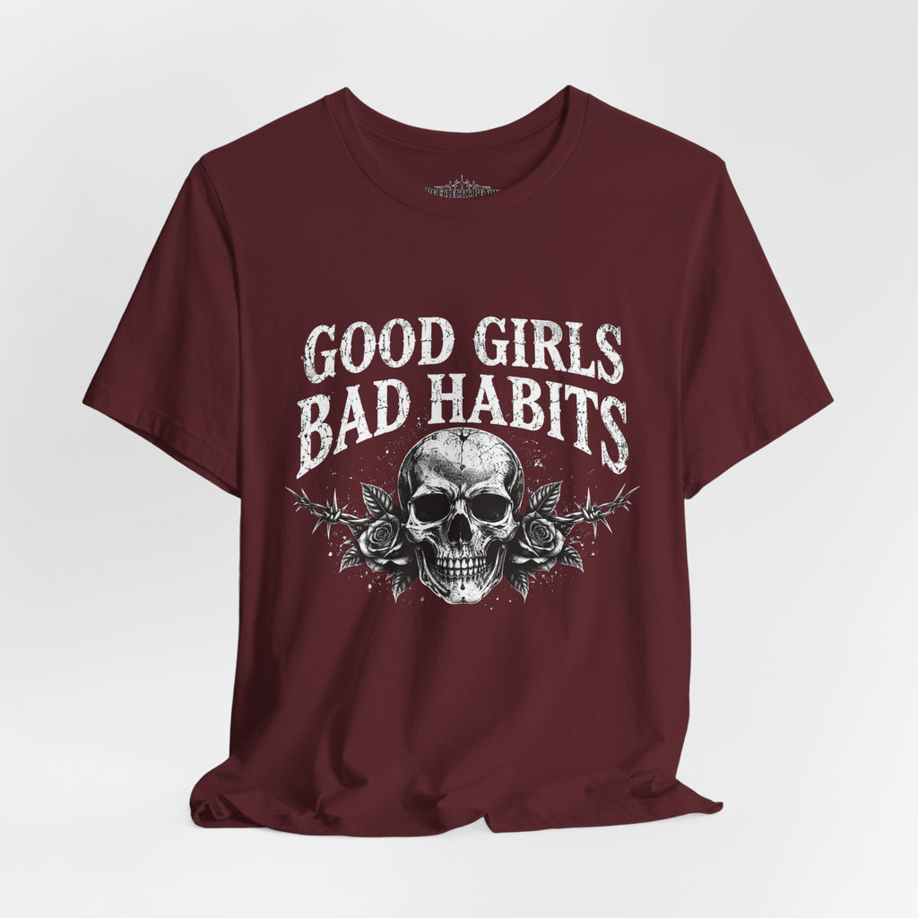 Good Girls Bad Habits Skull Graphic T-Shirt