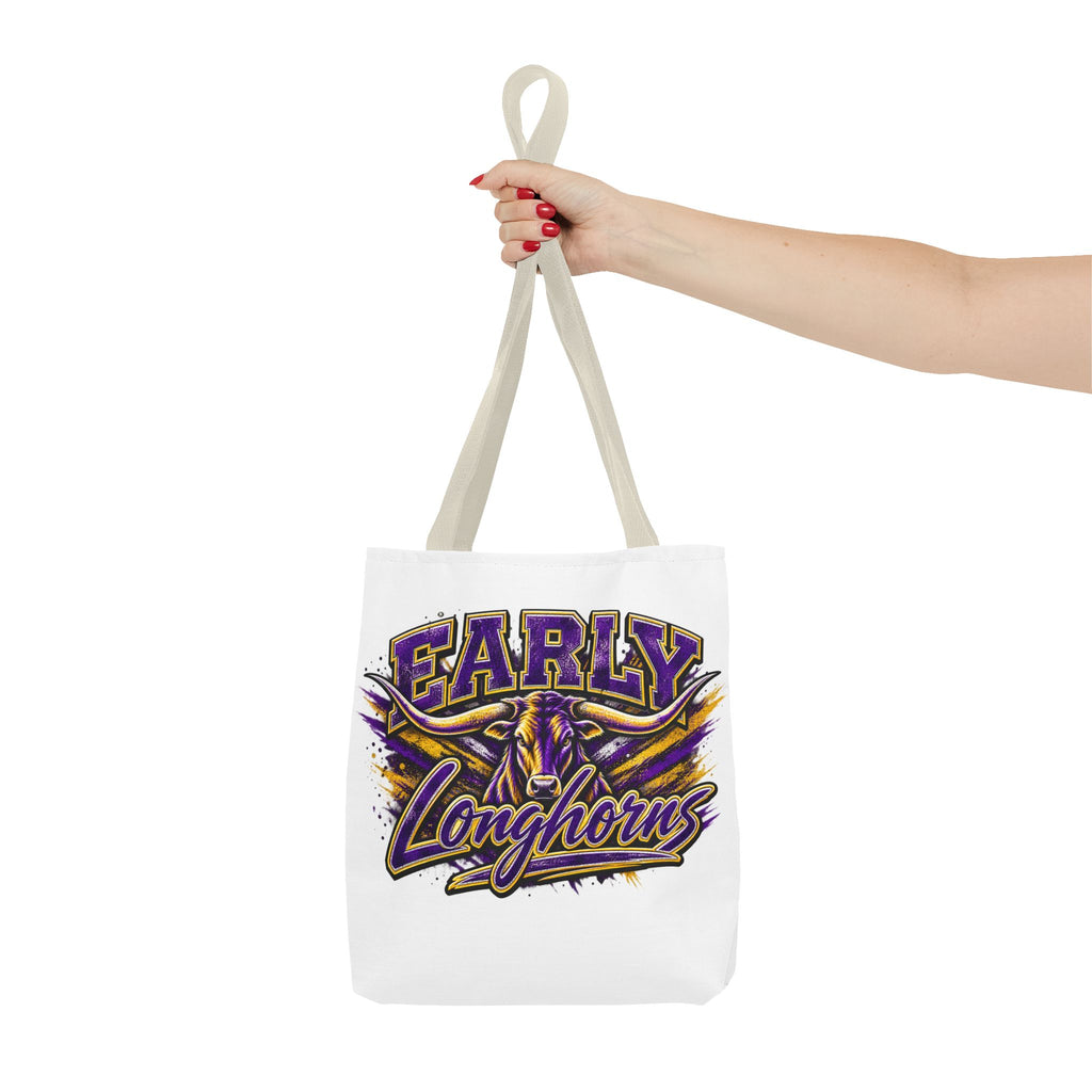 Early Longhorns Graphic Tote Bag – School Spirit Purple & Gold