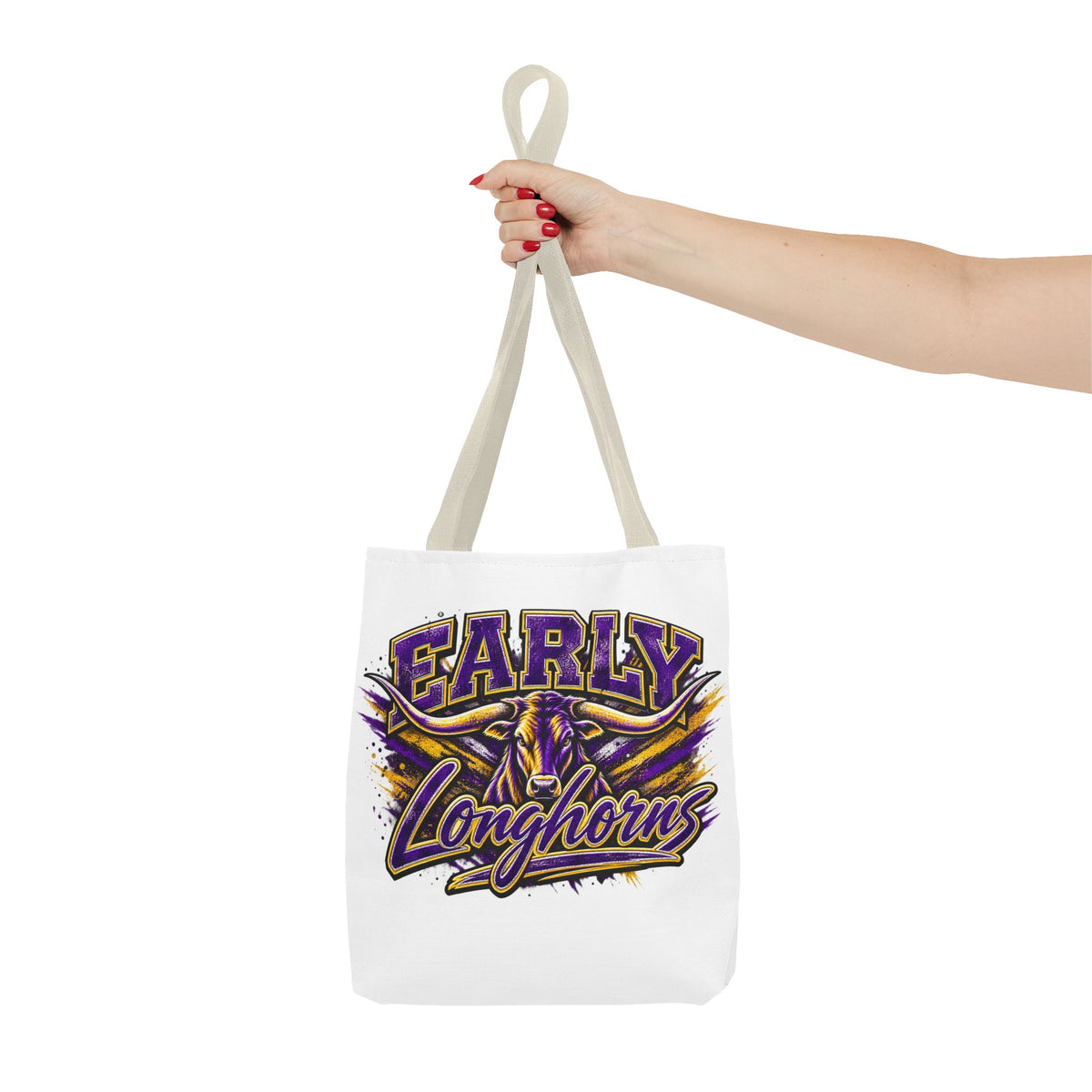 Early Longhorns Graphic Tote Bag – School Spirit Purple & Gold
