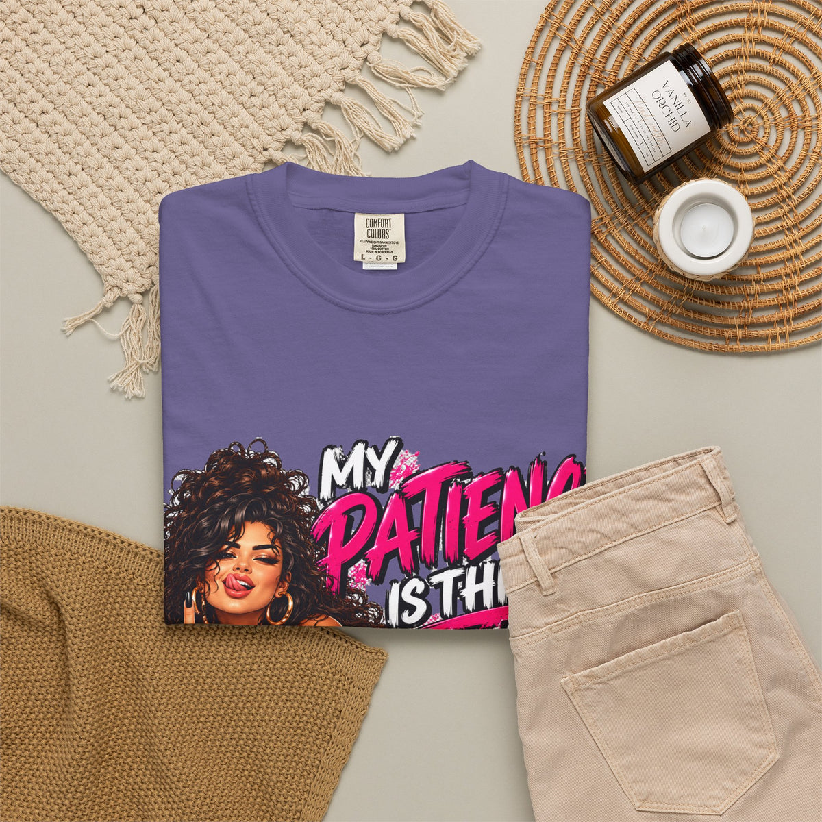 Graphic T-Shirt — "My Patience Is Thin and My Give a F*** Is Broken" Retro Sassy Woman