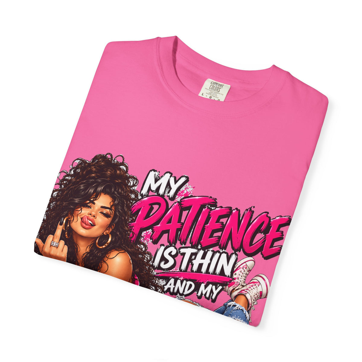 Graphic T-Shirt — "My Patience Is Thin and My Give a F*** Is Broken" Retro Sassy Woman