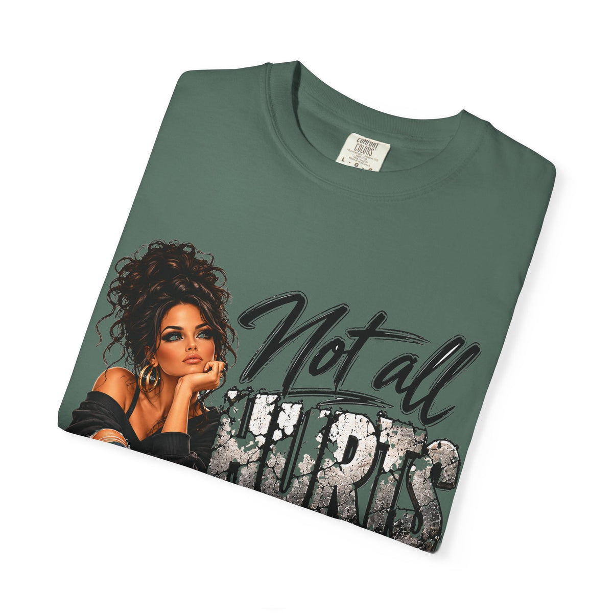 T-Shirt — "Not All Hurts Can Be Photographed" Graphic Tee (Sad Girl Illustration)