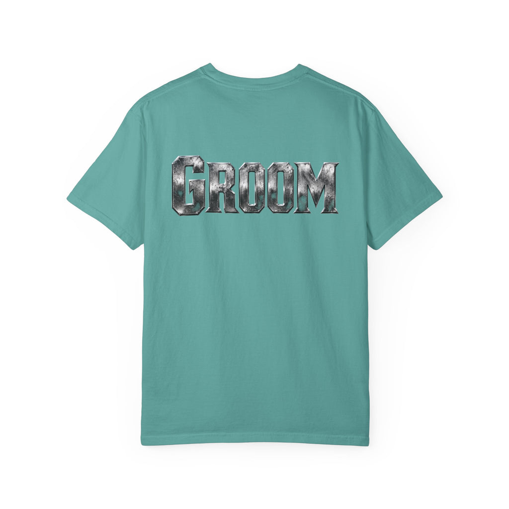 Groom Graphic T-Shirt — Metallic Lettering Wedding Tee for Grooms