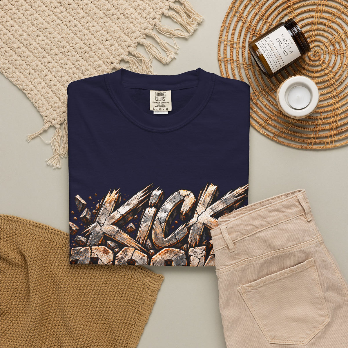 Kick Rocks T‑Shirt — Grunge Stone Graffiti Tee