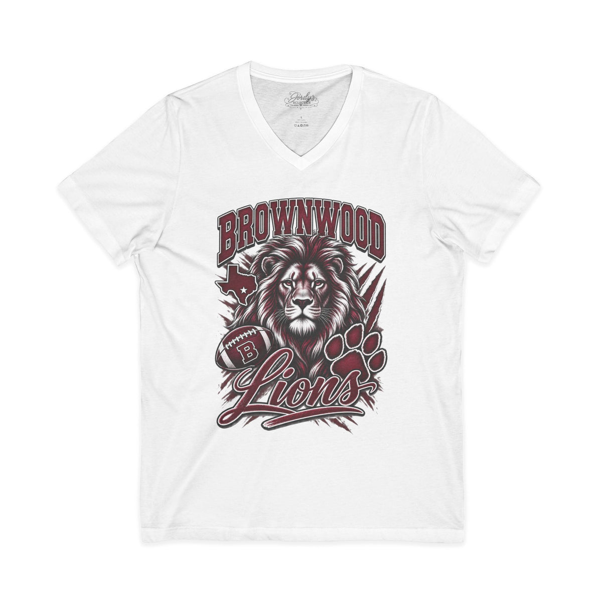 Brownwood Lions Unisex Jersey Short Sleeve V-Neck Tee