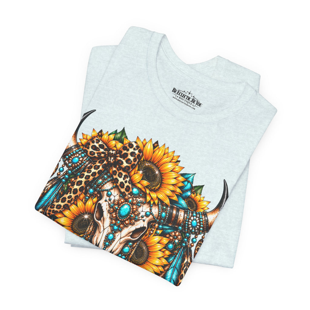 Boho Buffalo Skull Sunflower T-Shirt