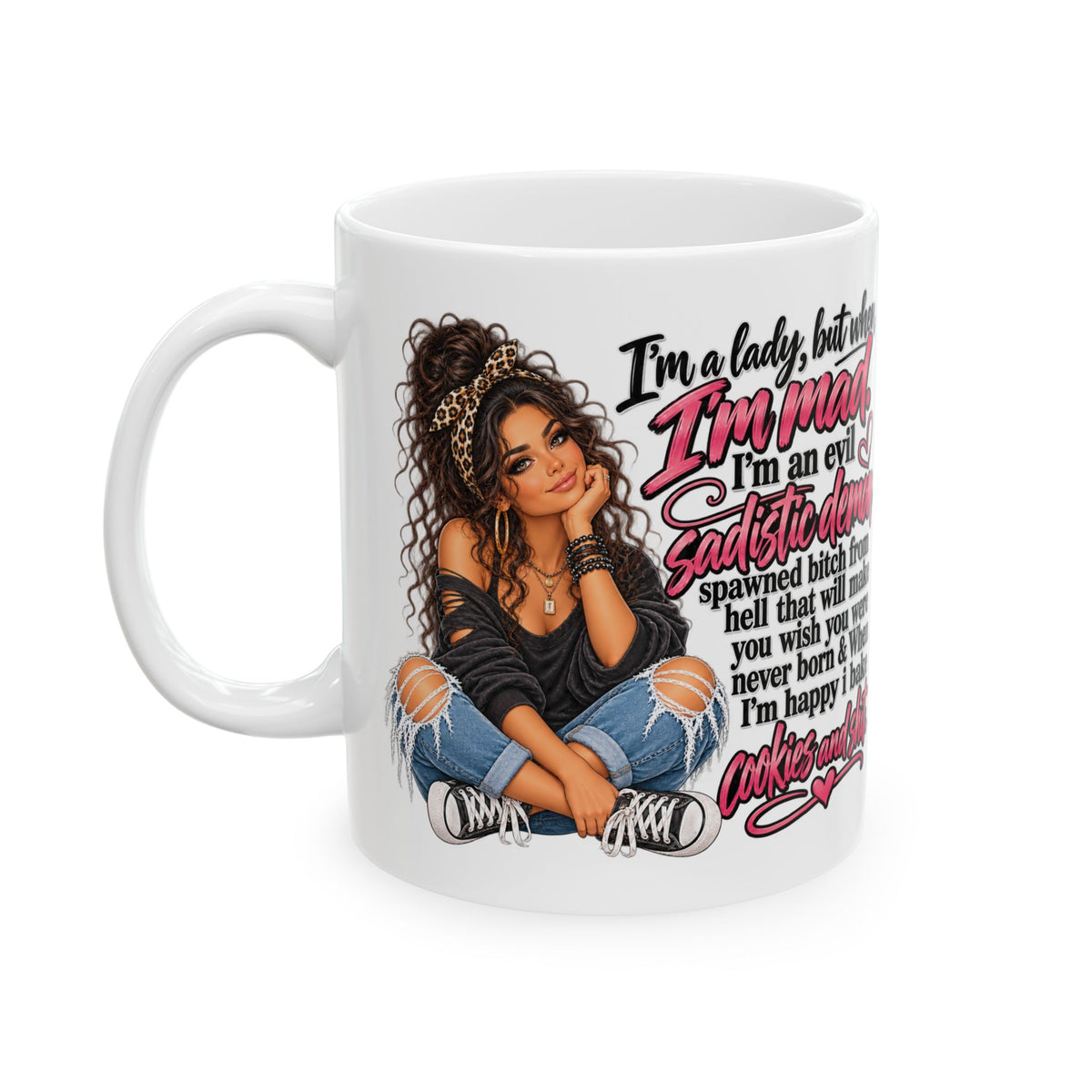 Angry But Sweet Ceramic Mug — "I'm An Evil Mystic Demon" Graphic Coffee Cup (11oz/15oz)
