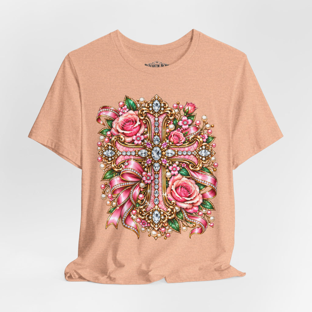 Ornate Floral Cross Rose Tee