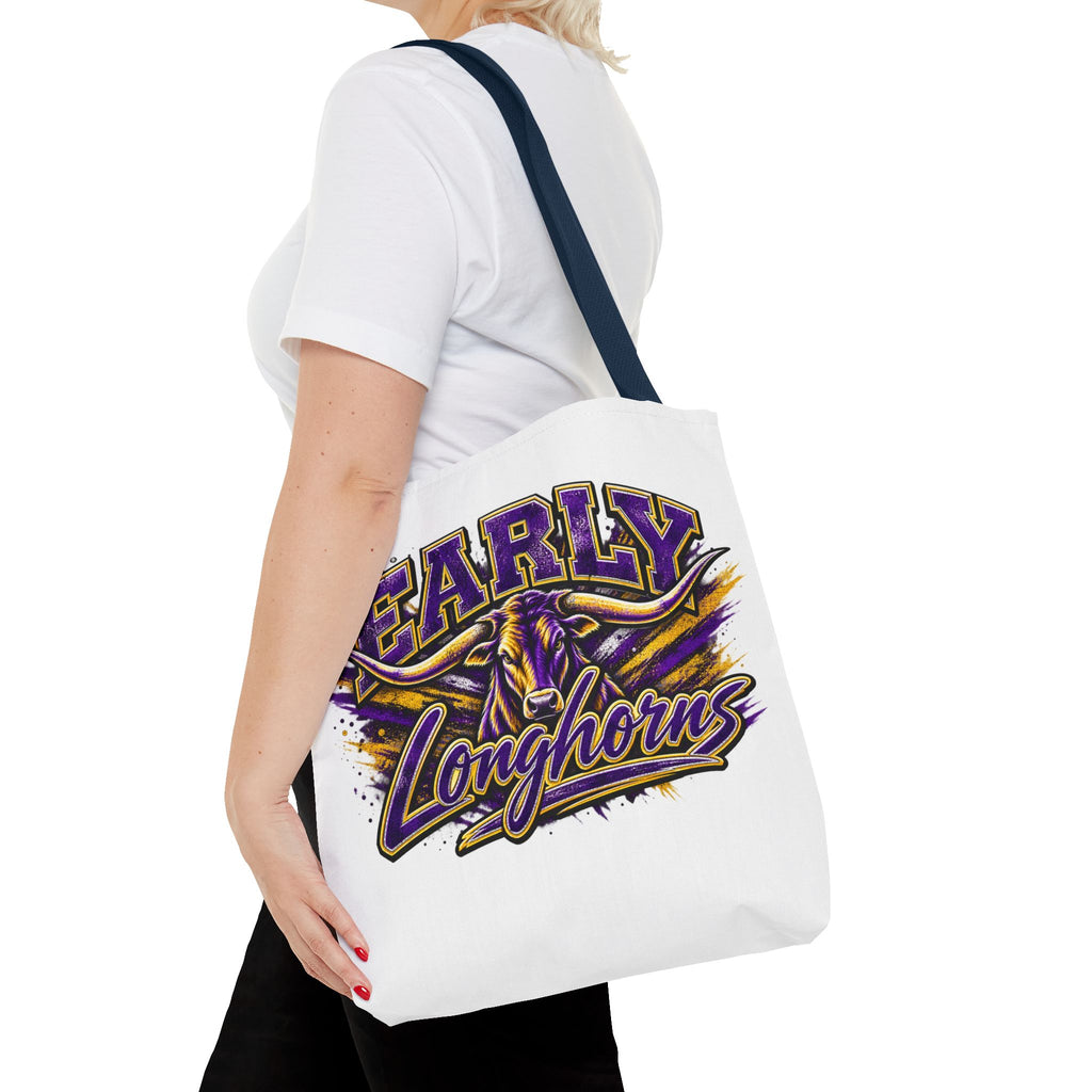 Early Longhorns Graphic Tote Bag – School Spirit Purple & Gold