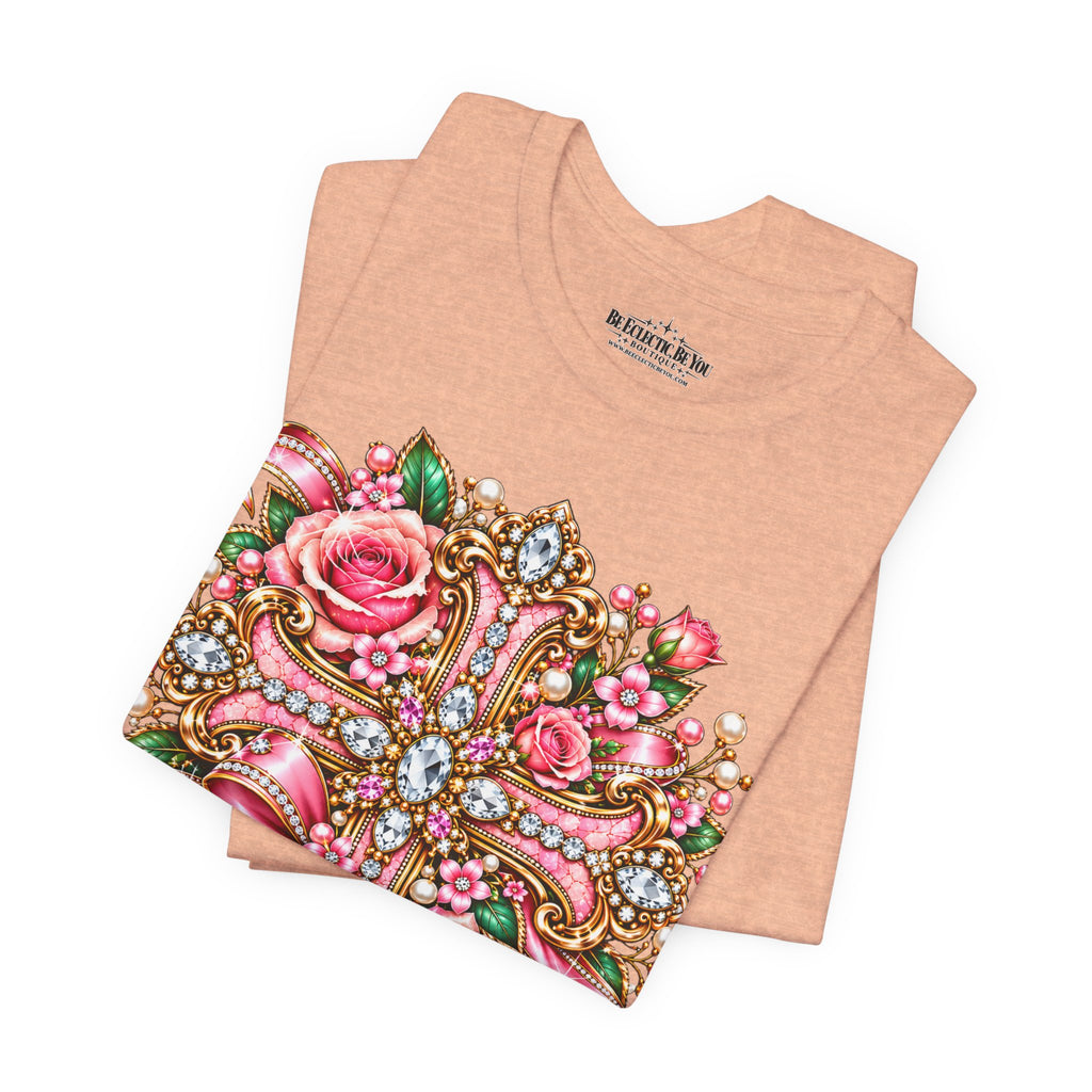 Ornate Floral Cross Rose Tee