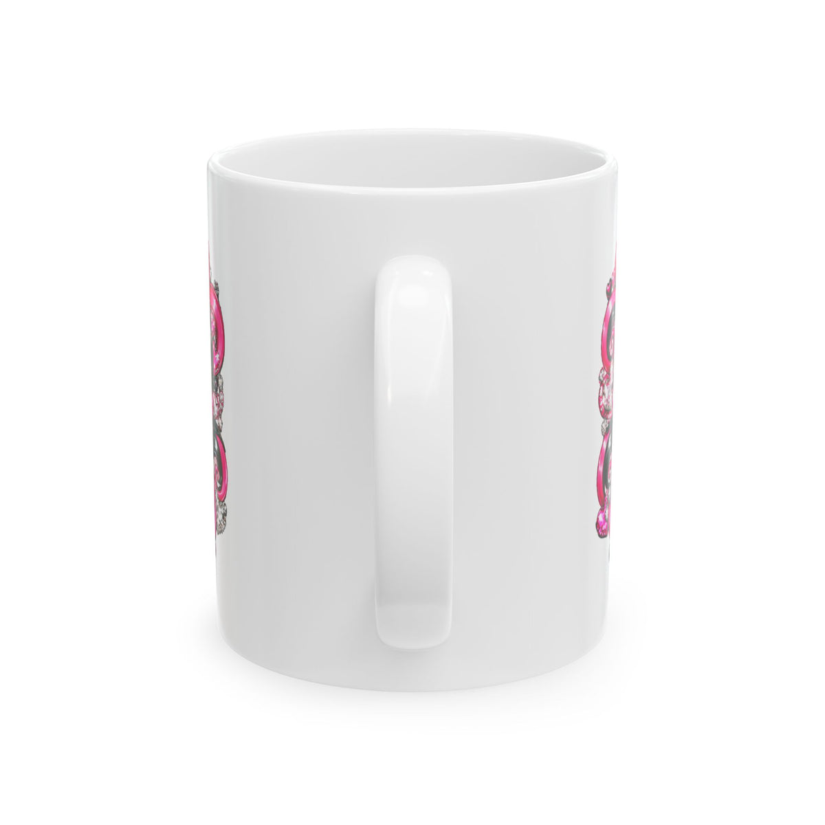 Pink Rhinestone Heart Love Ceramic Mug