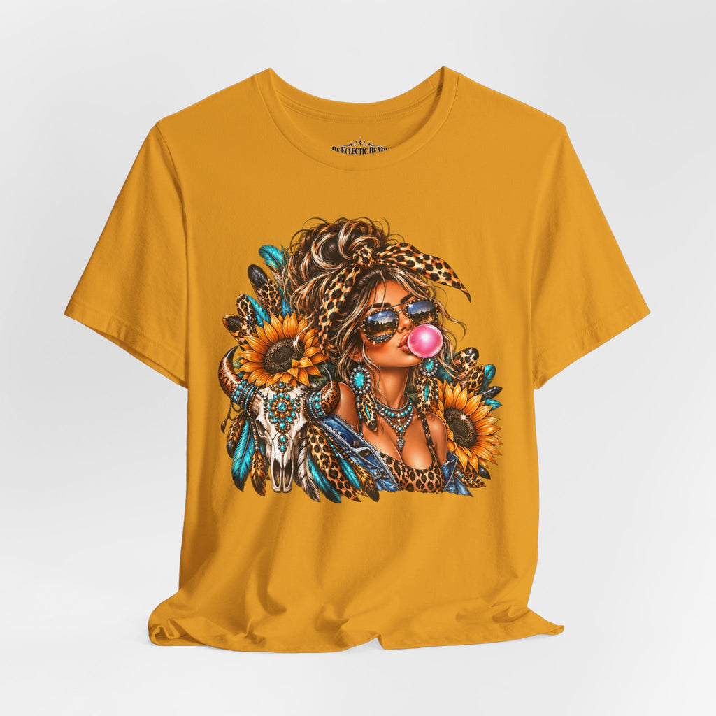 Boho Woman with Sunflowers Graphic T-Shirt
