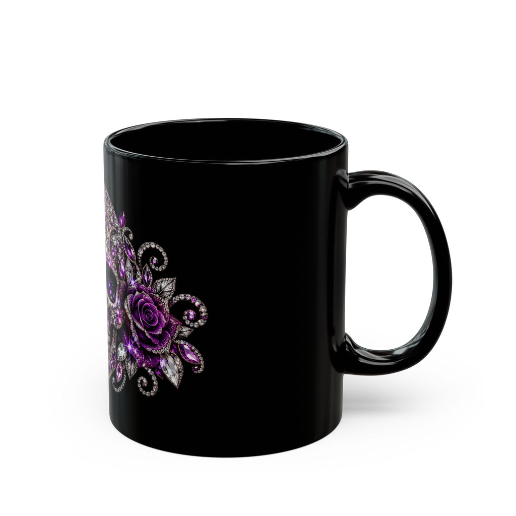 Black Mug — Purple Rhinestone Sugar Skull Mug (11oz/15oz)