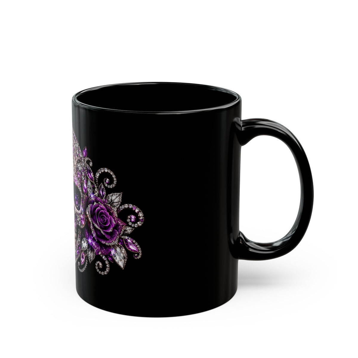 Black Mug — Purple Rhinestone Sugar Skull Mug (11oz/15oz)