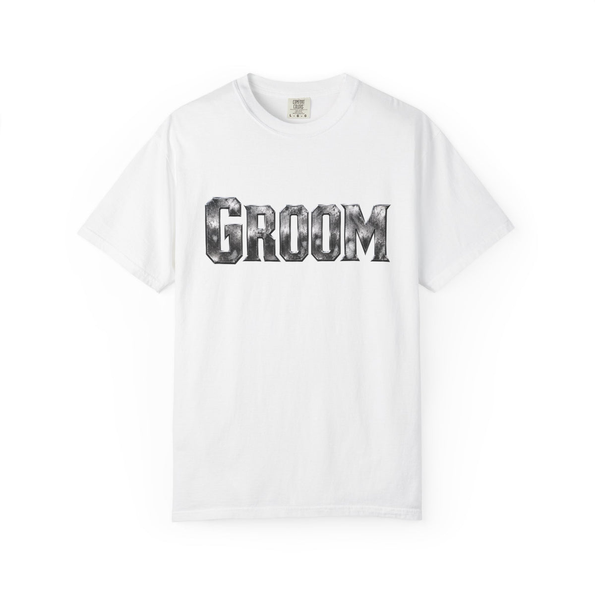 Groom Graphic T-Shirt — Metallic Lettering Wedding Tee for Grooms