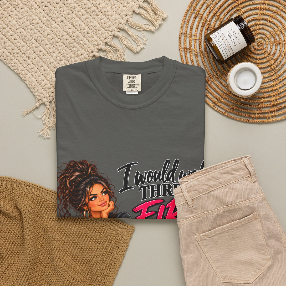 Graphic Tee — "I Would Walk Through Fire for You But I Don't Have The Shoes" Girl Illustration