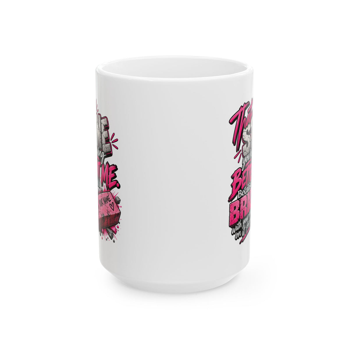 “Throwing Stones” Pink Skull Mug