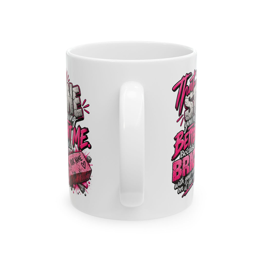 Ceramic Mug — 'They Said Be Brave' Pink Skull Gothic Coffee Cup (11oz, 15oz)