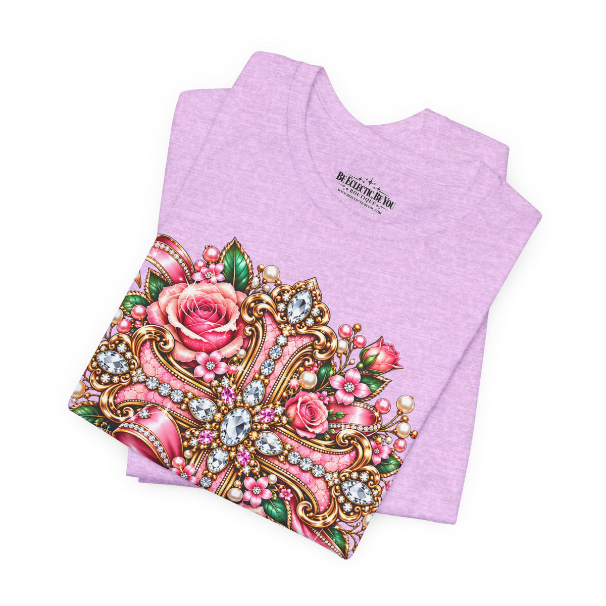 Ornate Floral Cross Rose Tee