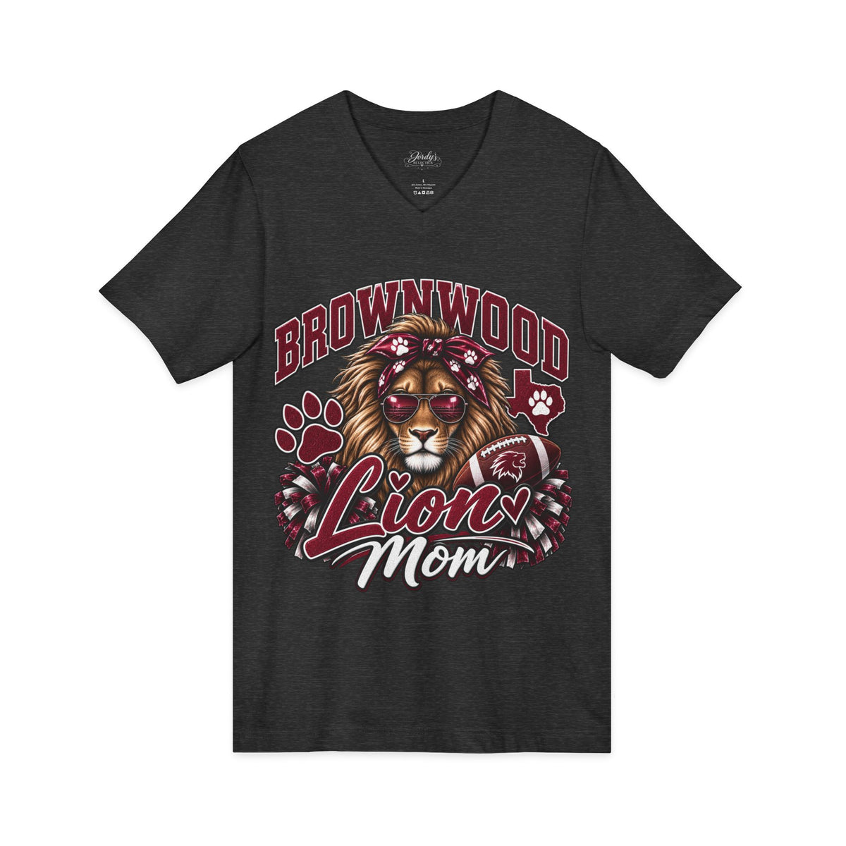 Brownwood Lions Mom Jersey Short Sleeve V-Neck Tee