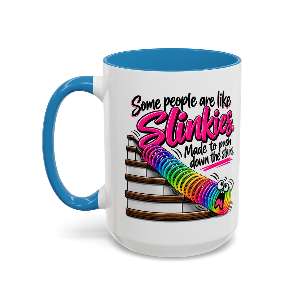 Funny 'Some People Are Like Slinkies' Accent Coffee Mug – Humorous Rainbow Slinky Gift
