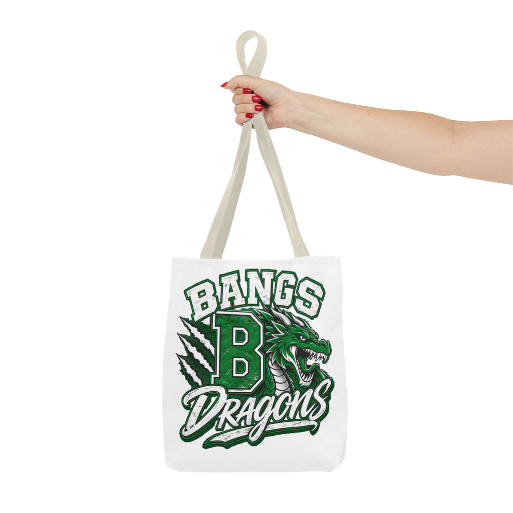 Bangs Dragons Tote Bag — Green Mascot Dragon School Spirit Tote