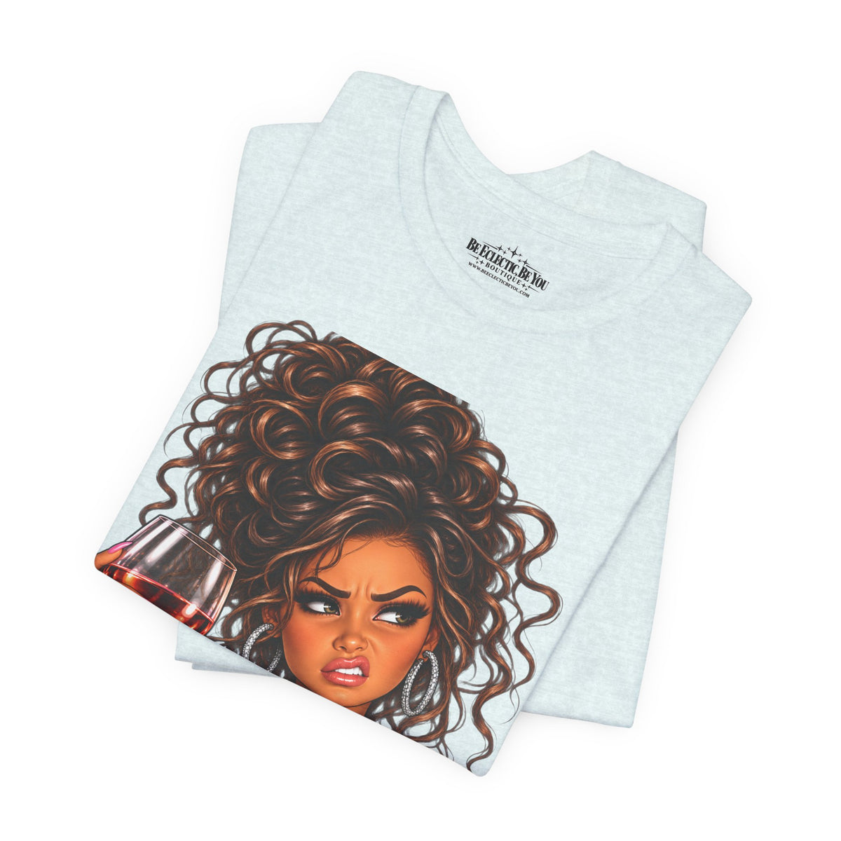 Curly Hair Wine Lover Graphic T-Shirt