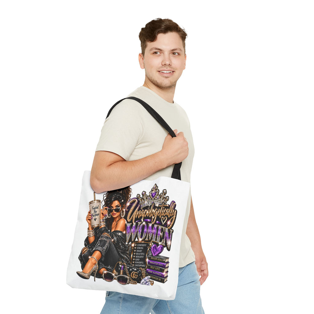 Unapologetically Woman Tote Bag — Empowered Black Queen Graphic Tote