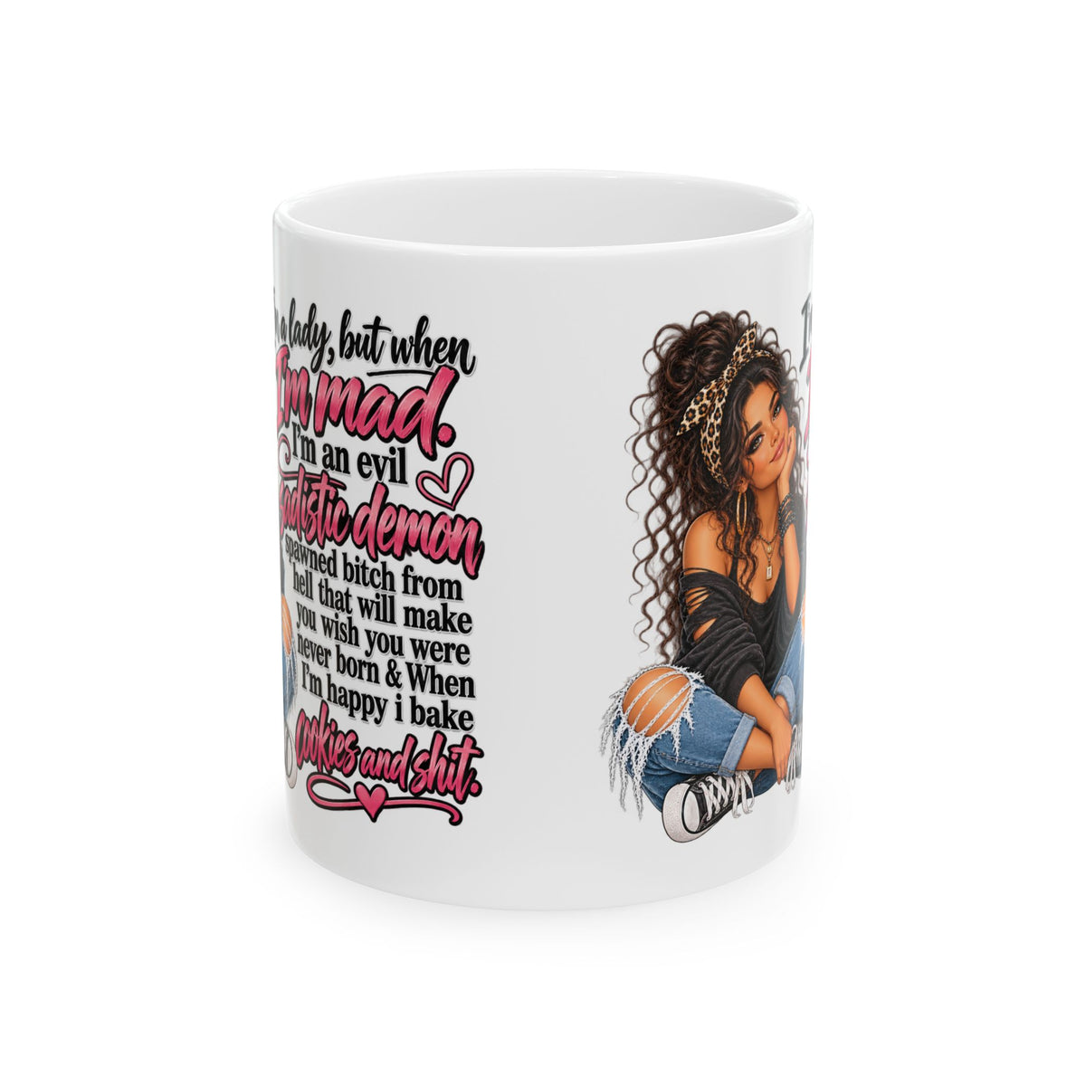 Angry But Sweet Ceramic Mug — "I'm An Evil Mystic Demon" Graphic Coffee Cup (11oz/15oz)