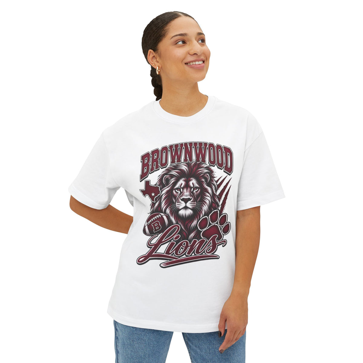 Brownwood Lions Unisex Graphic T-Shirt – Maroon & White