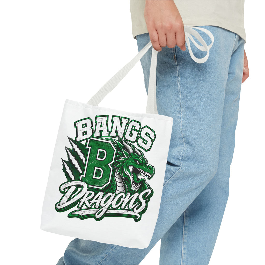Bangs Dragons Tote Bag — Green Mascot Dragon School Spirit Tote