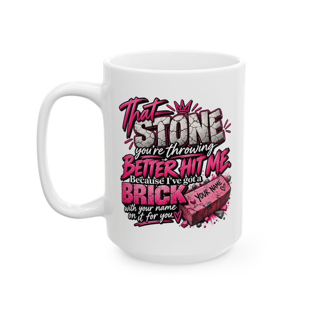 Ceramic Mug — 'They Said Be Brave' Pink Skull Gothic Coffee Cup (11oz, 15oz)