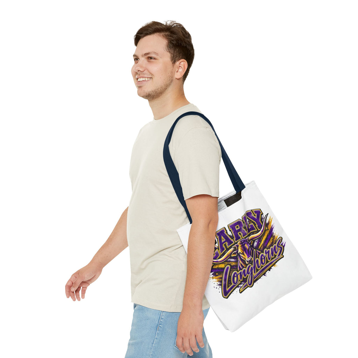 Early Longhorns Graphic Tote Bag – School Spirit Purple & Gold