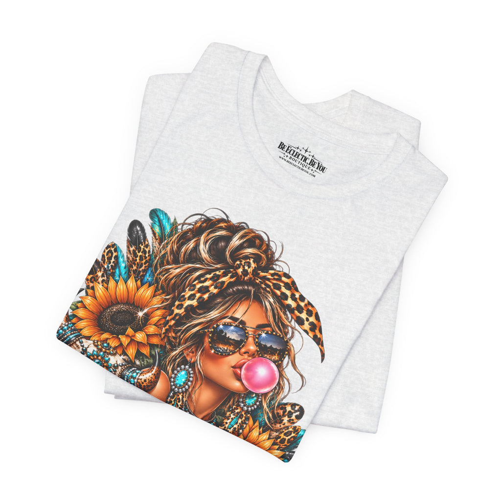 Boho Woman with Sunflowers Graphic T-Shirt