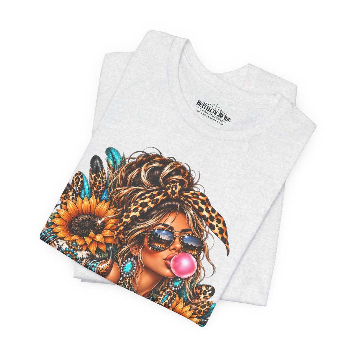Boho Woman with Sunflowers Graphic T-Shirt