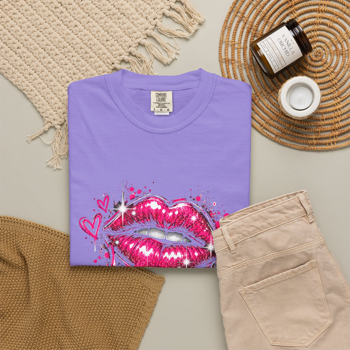 Graphic T-Shirt — Pink Lip Art & 'Backup!' Slogan Tee