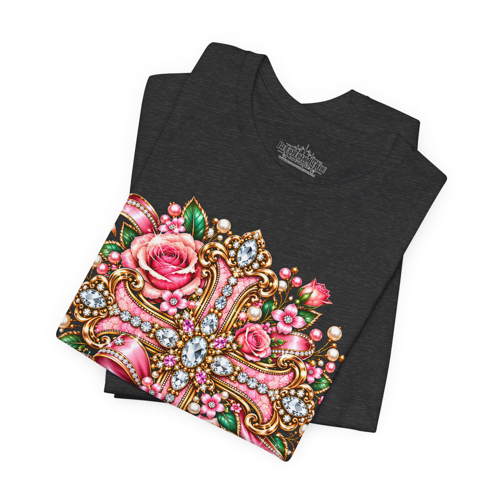 Ornate Floral Cross Rose Tee