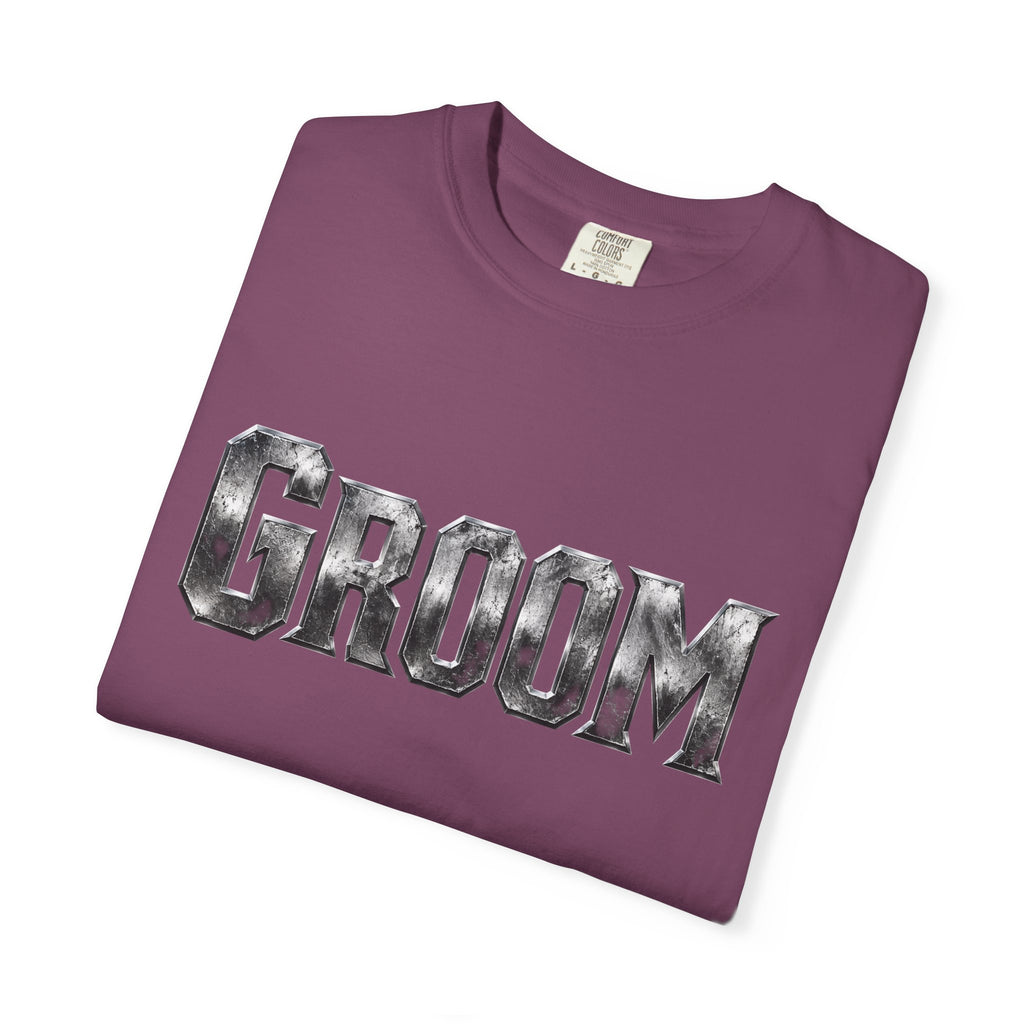 Groom Graphic T-Shirt — Metallic Lettering Wedding Tee for Grooms