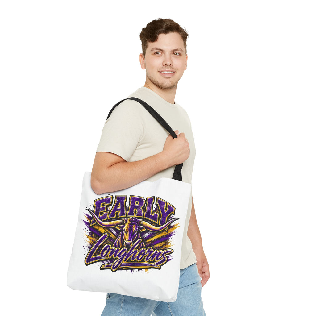 Early Longhorns Graphic Tote Bag – School Spirit Purple & Gold