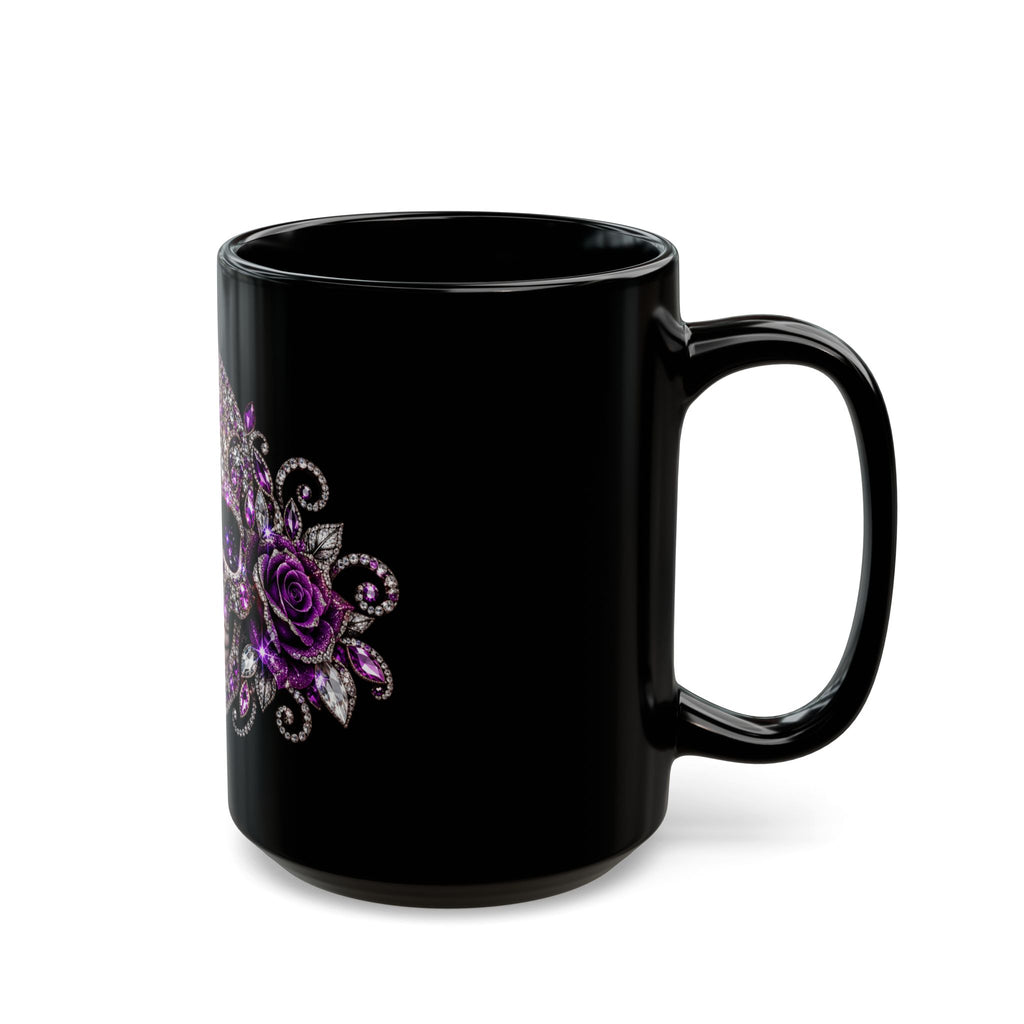 Black Mug — Purple Rhinestone Sugar Skull Mug (11oz/15oz)