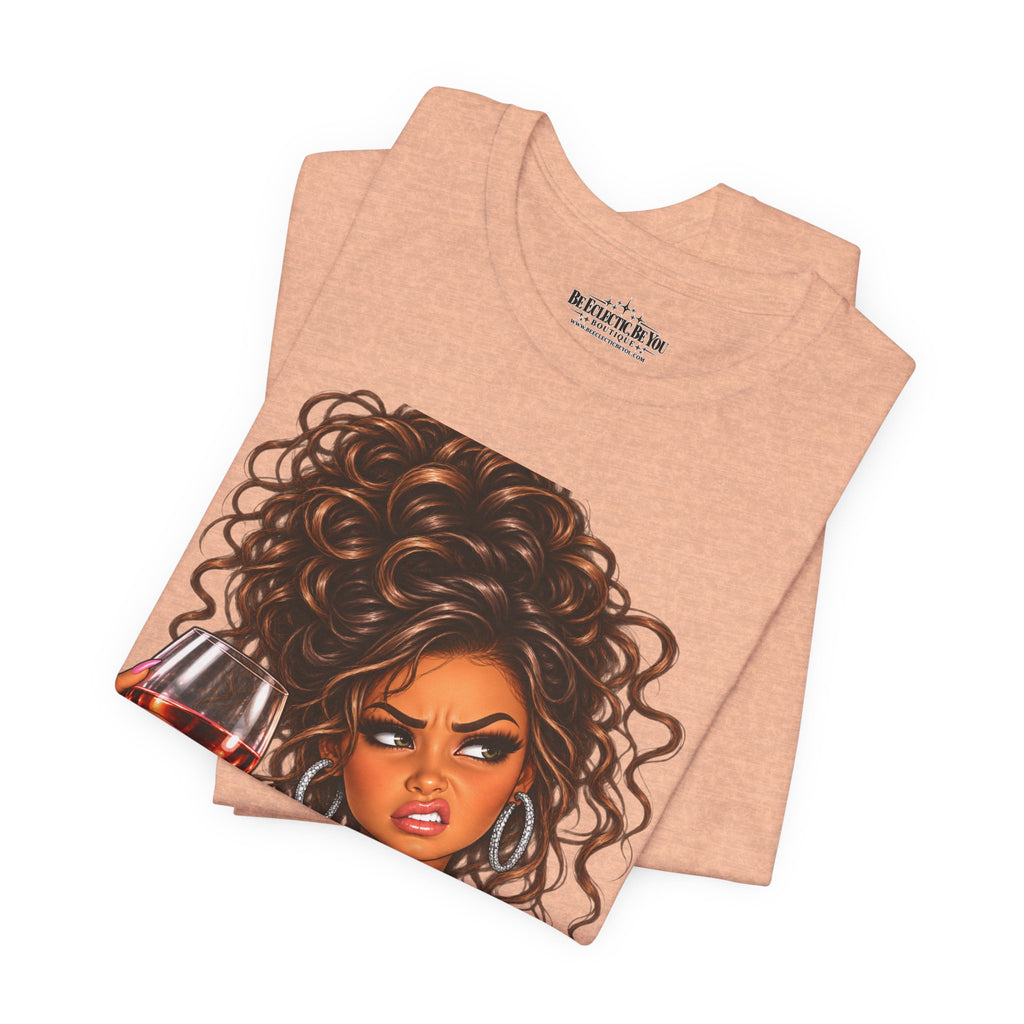 Curly Hair Wine Lover Graphic T-Shirt