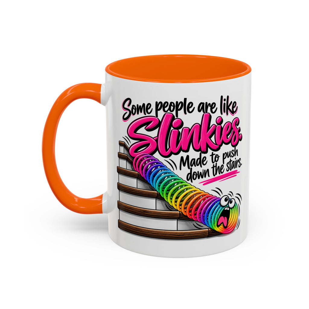 Funny 'Some People Are Like Slinkies' Accent Coffee Mug – Humorous Rainbow Slinky Gift