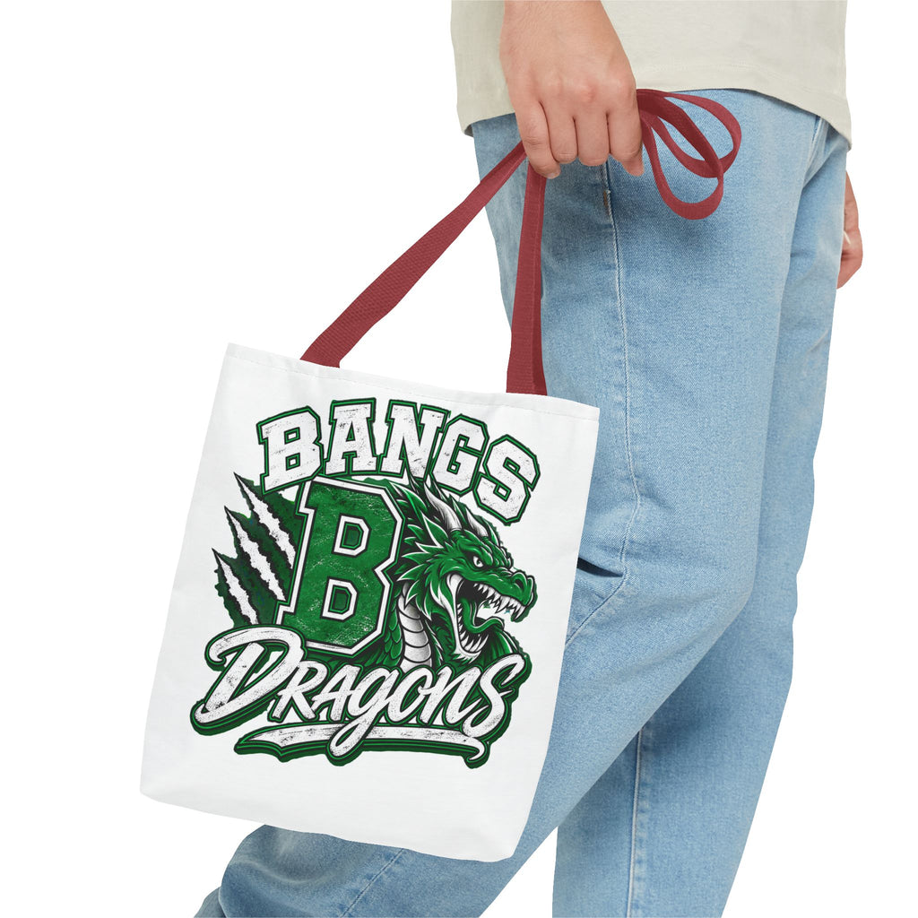 Bangs Dragons Tote Bag — Green Mascot Dragon School Spirit Tote