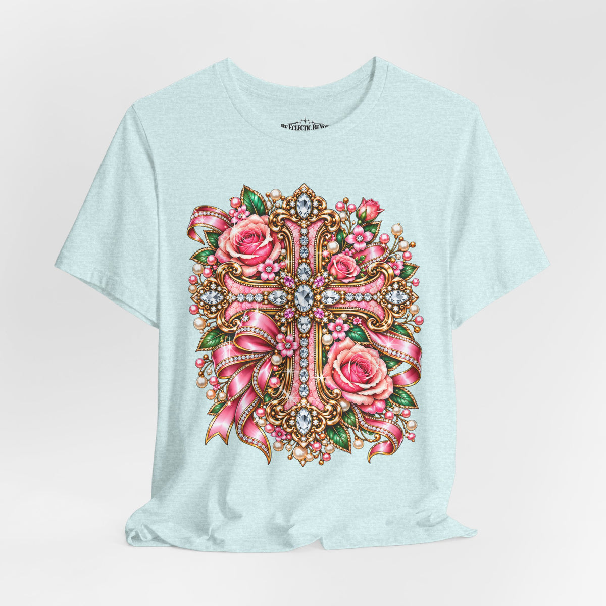 Ornate Floral Cross Rose Tee