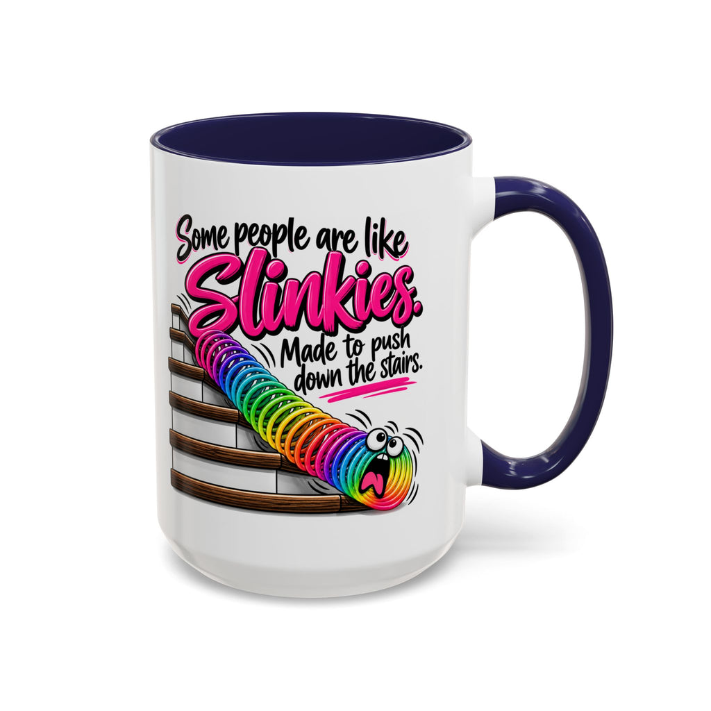 Funny 'Some People Are Like Slinkies' Accent Coffee Mug – Humorous Rainbow Slinky Gift