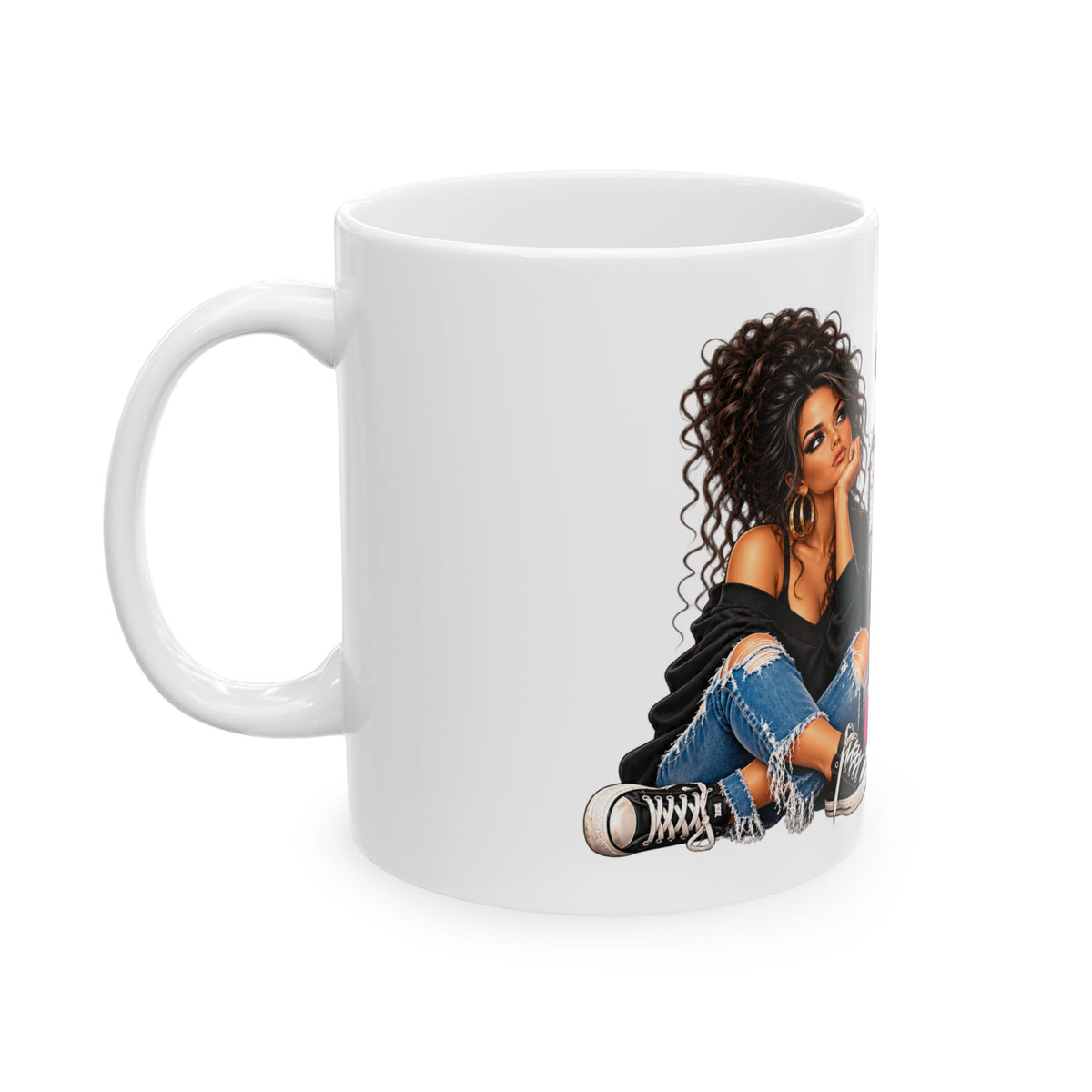 "Not All Hurts Can Be Photographed" Graphic Mug with Stylish Woman Illustration