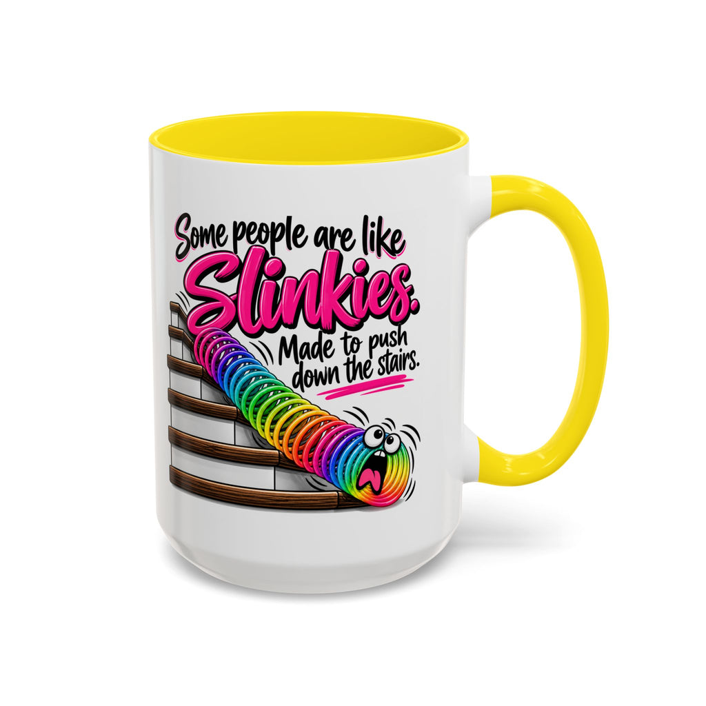Funny 'Some People Are Like Slinkies' Accent Coffee Mug – Humorous Rainbow Slinky Gift