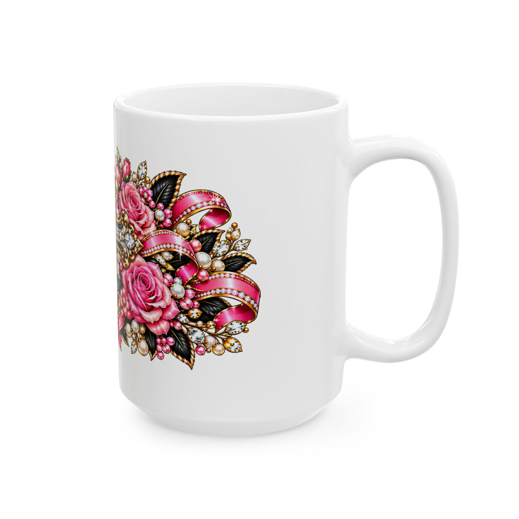 Ornate Rose Cross Ceramic Mug