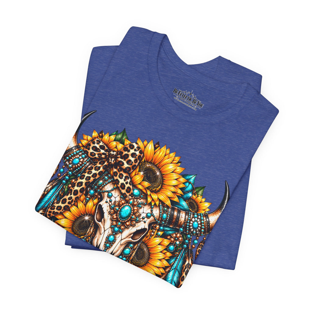 Boho Buffalo Skull Sunflower T-Shirt
